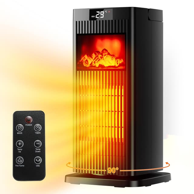 🔥 LIFERUN Heizlüfter 1500W Elektroheizung mit 3D Flammenlicht 🌬️