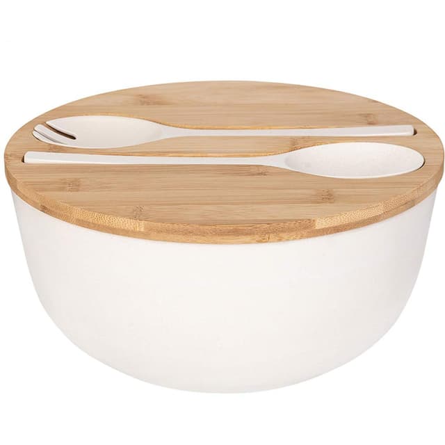 GEHE Bambus Salatschüssel Mit Deckel, Große 9.8 Zoll Mischschalen 🥗🍴