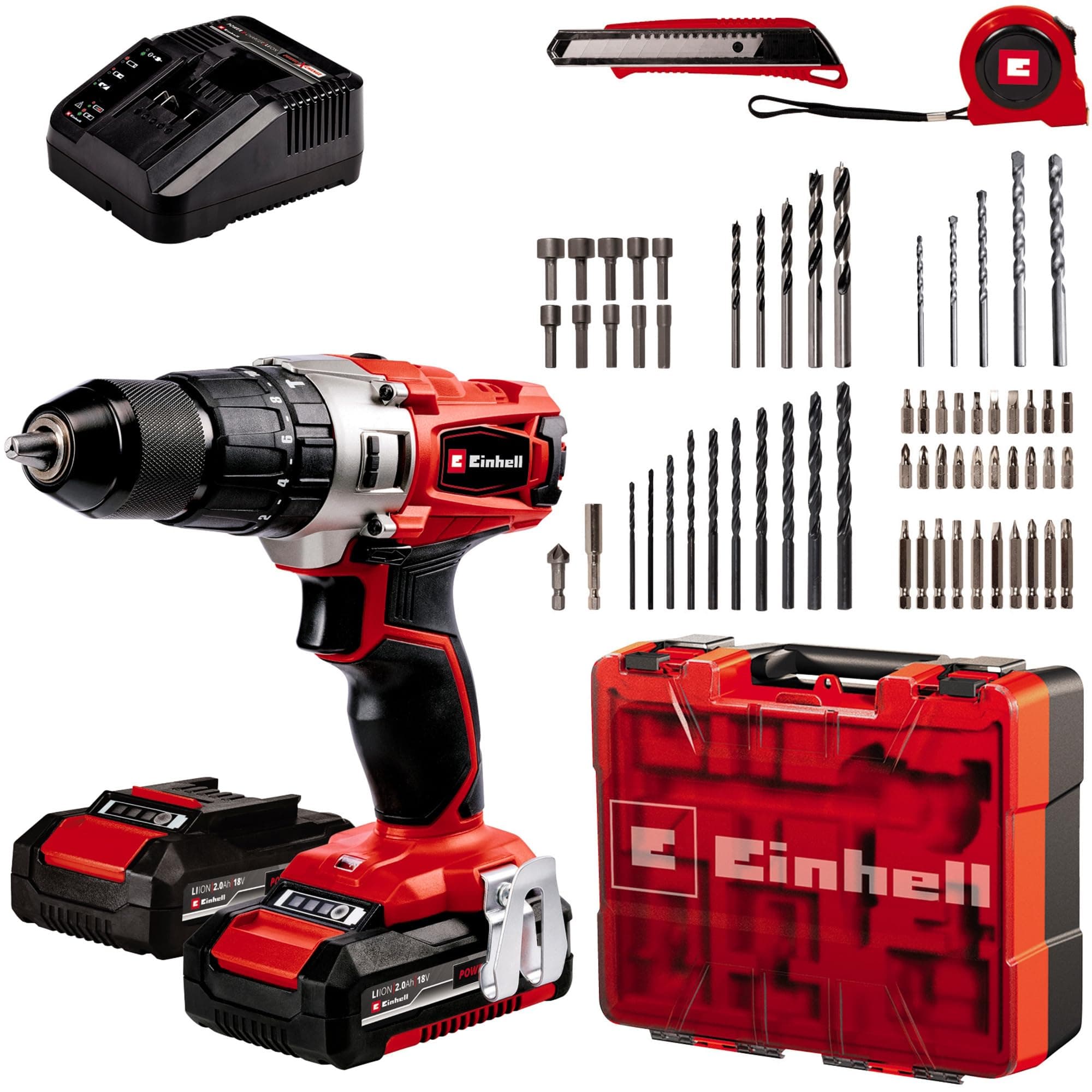 🔧🔋 Einhell Akku-Schlagbohrschrauber TE-CD 18/2 Li-i +64 (2x2,0Ah) Power X-Change Angebot! 🔋🔧