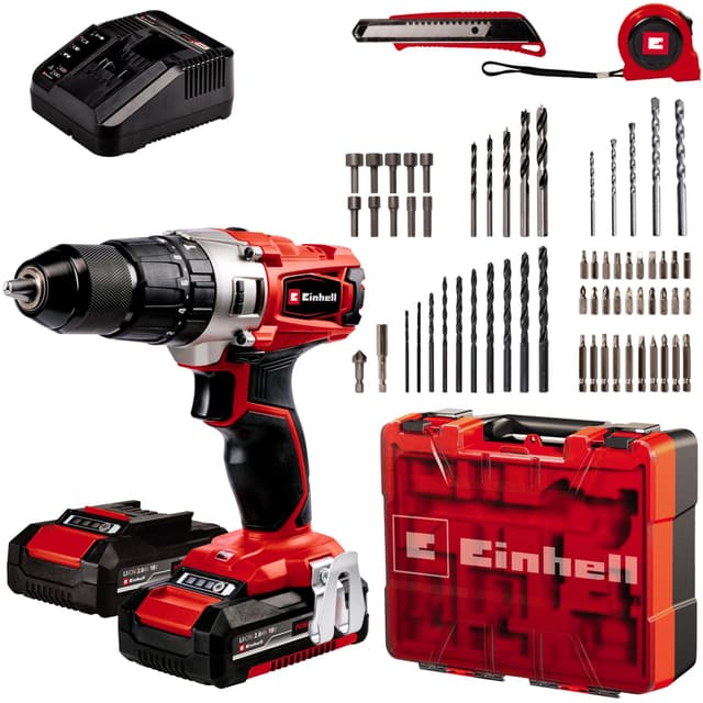 🔧🔋 Einhell Akku-Schlagbohrschrauber TE-CD 18/2 Li-i +64 (2x2,0Ah) Power X-Change Angebot! 🔋🔧