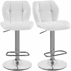Yaheetech Barhocker 2er Set Höhenverstellbar 360°Drehbar Barstühle Küchenstühle mit Rückenlehne und Fußstütze, Barstuhl PU-Kunstleder Sitzhöhe 62,5 cm - 84,5 cm - Weiß 2 Weiß-kunstleder 🪑🛋️