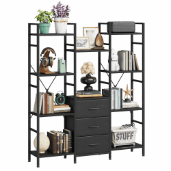 📚 OYRREU 120W x142Hcm Bücherregal mit 4 Stoffschubladen 🏠📦