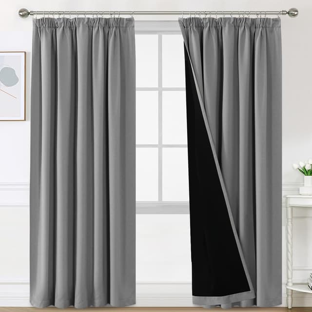 🌙 BellaHills Verdunkelungsvorhänge 2er Set - Taubengrau H260 x B140 cm