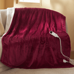 🔥 BEDSURE Heizdecke mit Abschaltautomatik 130x180cm - Wärmedecke mit 6 Heizstufen & 10 Stunden Timer, bis zu 8 Stunden Überhitzungsschutz, Elektrische Kuscheldecke für Zuhause & Büro, Rot 130 x 180 cm 08 - Rot 🔥