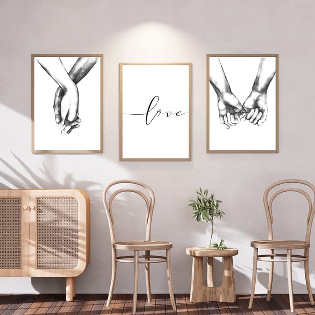 🎨 Laughhe 3-teiliges Premium Poster Set - Hand in Hand Wandkunst 🖼️