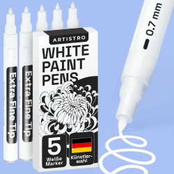 5 Weiße Acrylstifte für Steine, Zeichenstifte, Felsmalerei 🎨🪧