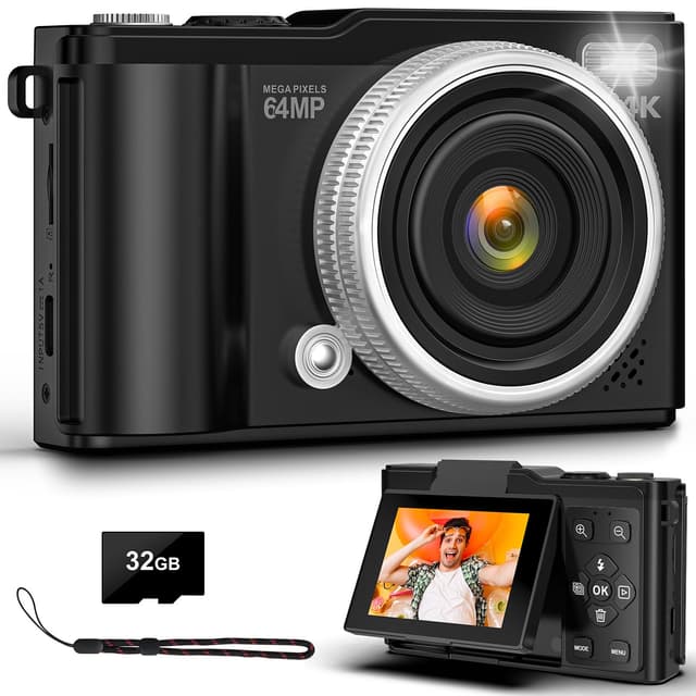 📸 4K 64MP Digitalkamera für Teenager | Autofokus, 180° Drehbildschirm, Makrofunktion 🌟