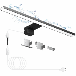 Hommie LED Spiegelleuchte Bad mit Schalter Schwarz-50CM 12W 4000K Neutralweiß Aluminiumlegierung Spiegellampe Badezimmer Lampe