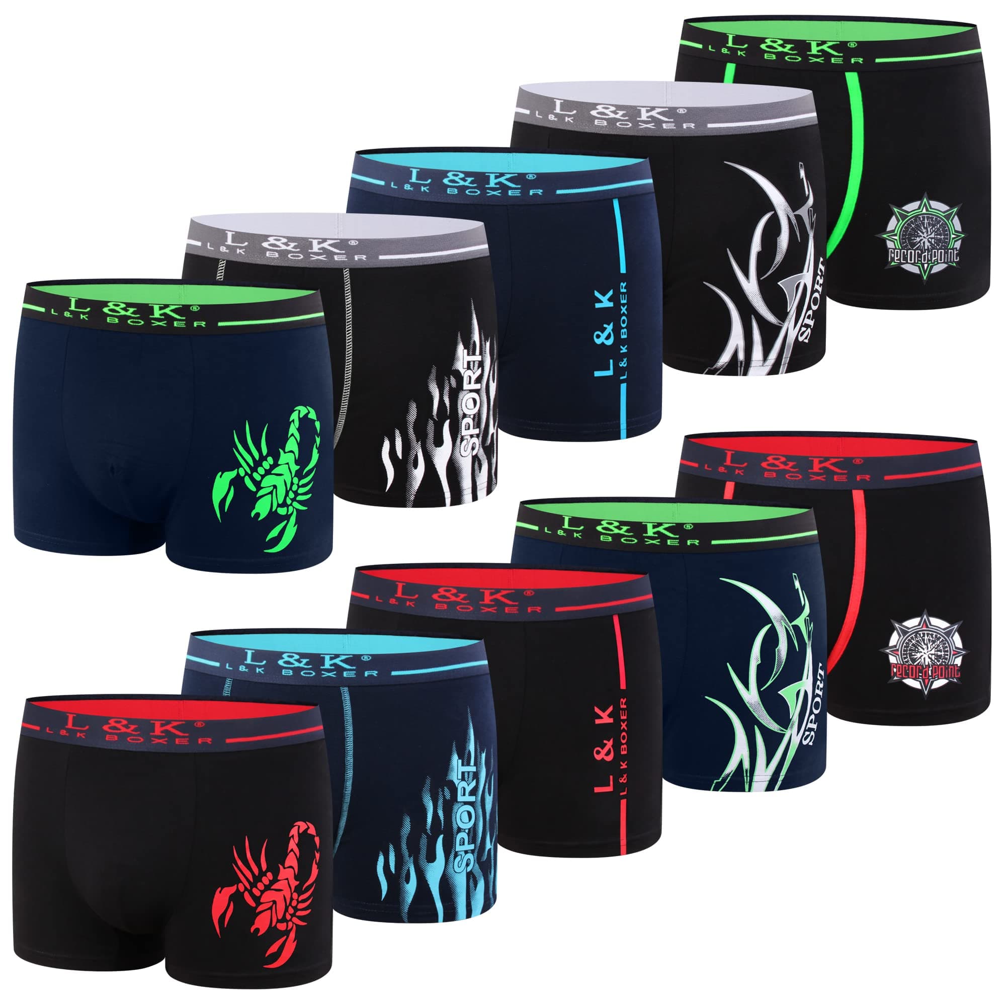 L&K 10er Pack Herren Boxershorts Men Retroshorts mit tollem Muster Baumwolle 1102 🩳👨‍🦰