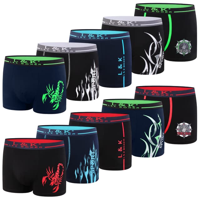 L&K 10er Pack Herren Boxershorts Men Retroshorts mit tollem Muster Baumwolle 1102 🩳👨‍🦰