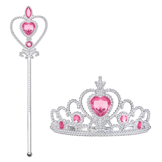 Vicloon Princess Dress Up Zubehör: Krone, Zepter. Cosplay, Karnevals-Geburtstagsfeier-Halloween-Party (Pink) 🎉👑🎃