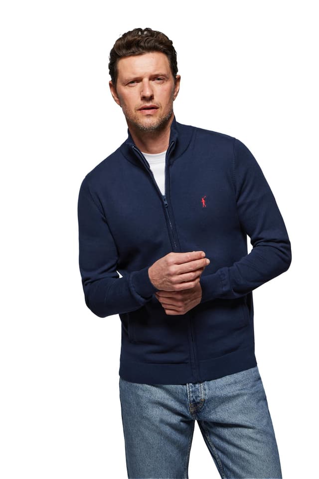 Angebot: Polo Club Baumwoll-Cardigan mit Stickerei Logo Blau Navy-marine XXL 🧥🔵