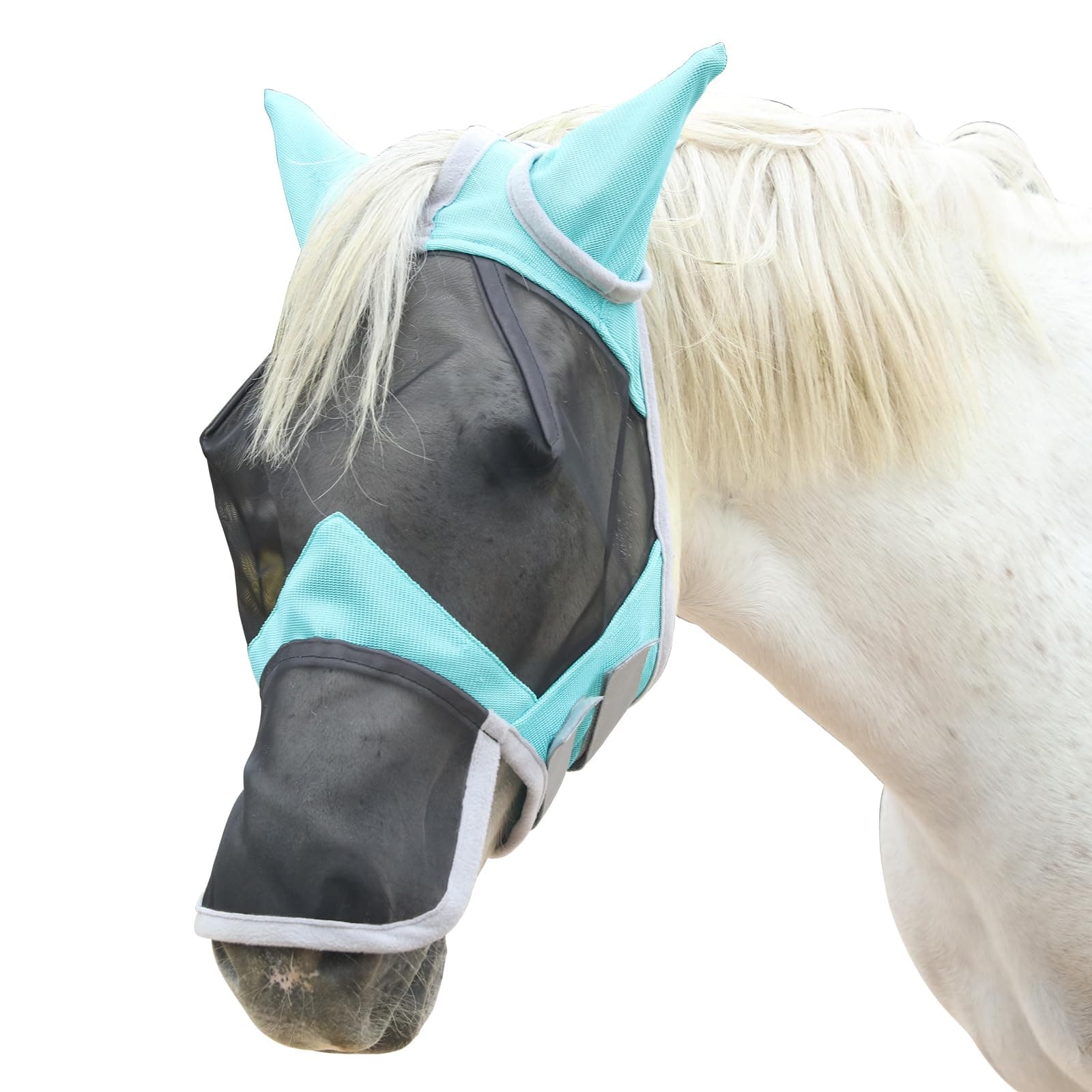 🐎🌟 Gallopoff Fliegenmaske Pferd, Pferdemaske mit Ohren und Nasenschutz, Atmungsaktives Mesh Hellgrün Pony - Angebot!