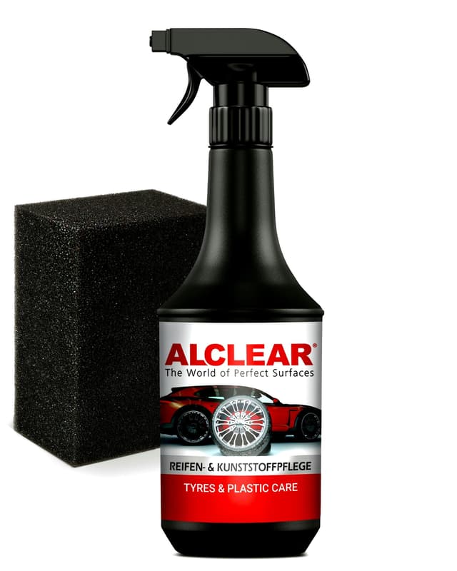 ALCLEAR 721RK Reifenglanz 1000 ml mit Auftragsschwamm seidenmatt UV-Schutz