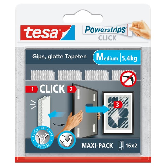 tesa Powerstrips CLICK - Klett-Klebepads für Bilder und Wanddeko 🖼️🔨