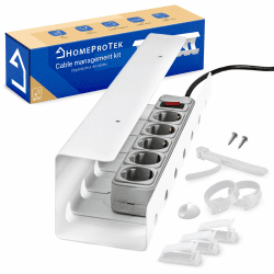 🔌🔧 HOMEPROTEK Kabelkanal für EIN ordentliches Kabelmanagement, 1 x Weiß – Halterung mit einfacher Montage, 43 x 10 x 10 cm Kabel-Organizer