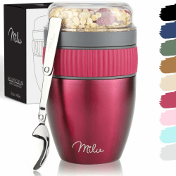 Milu Müslibecher to go 400ml MüsliMax | Isolierter Edelstahl Joghurtbecher 🥣🥄