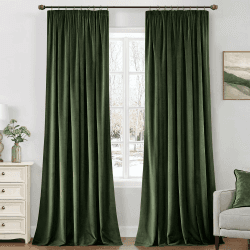 MIULEE Samtvorhang mit Kräuselband 2er Set 140X245 cm - Olivgrün