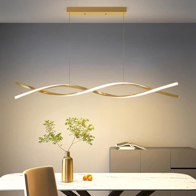 Mikeru 100cm Dimmbare Hängende Pendelleuchte 🌟 Goldene Kücheninsel Leuchten