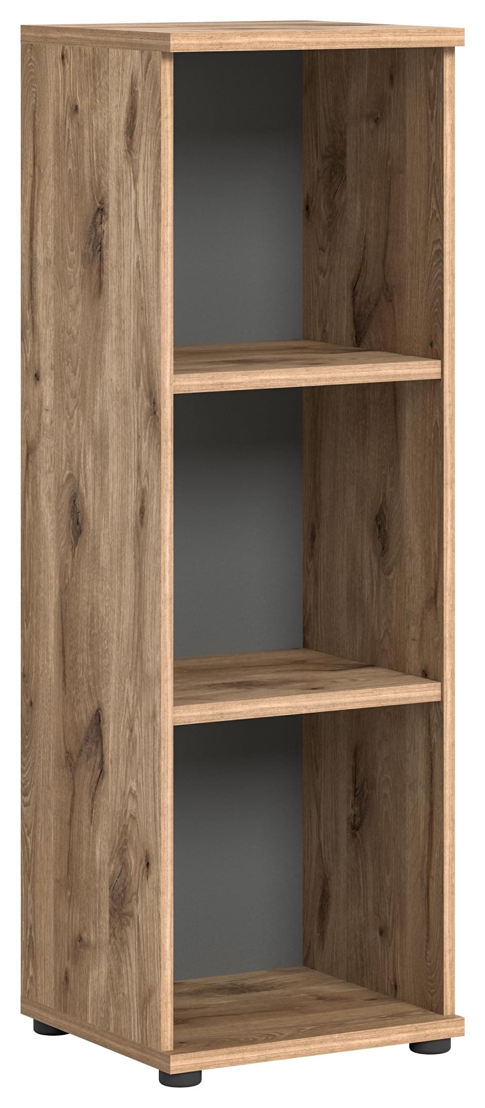 🏠📚 xonox.home Büro Mason X12B8520 Regal Stauraum 3 offene Fächer in Nox Oak Nb. Absetzungen Basalt grau Nb.
