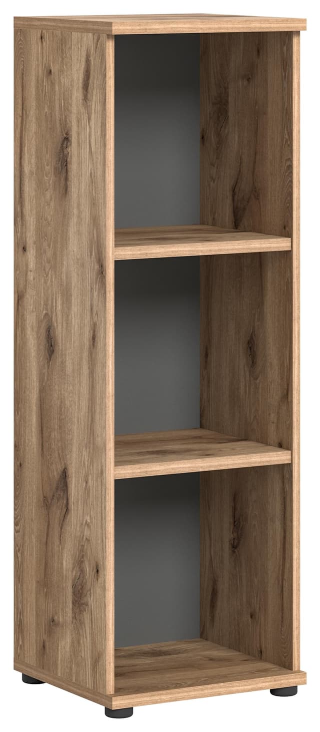 🏠📚 xonox.home Büro Mason X12B8520 Regal Stauraum 3 offene Fächer in Nox Oak Nb. Absetzungen Basalt grau Nb.