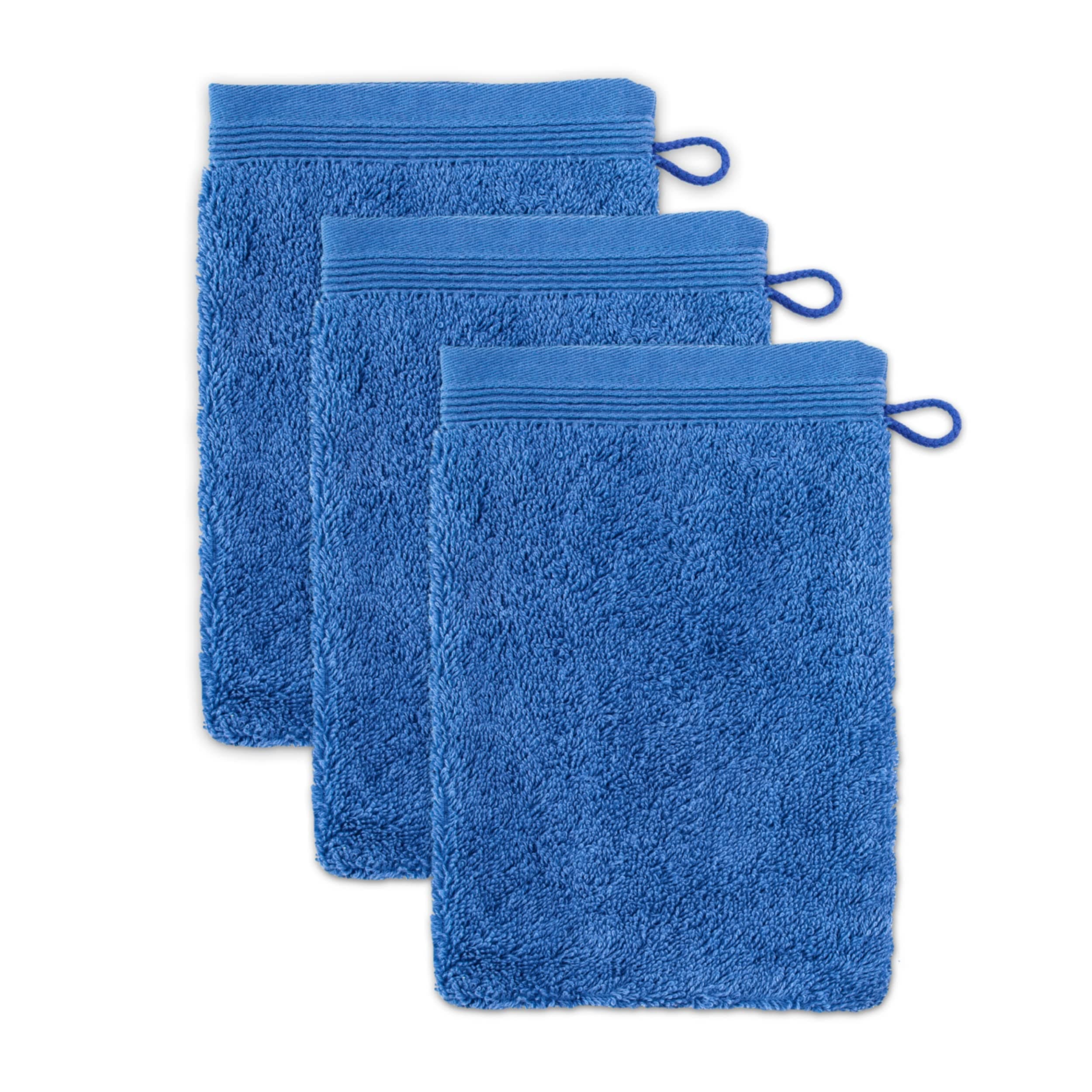 🌺🌟🛁 Möve Superwuschel Waschhandschuh 3er Set Cornflower 15 x 20 cm aus 100% Baumwolle