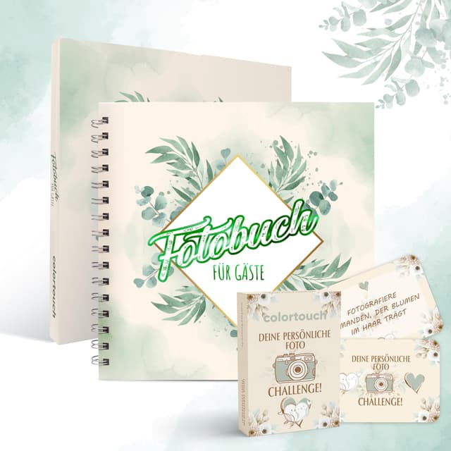 colortouch Hochzeit Fotobuch mit 70 Fotoaufgaben - Hochzeitsspiel Fotoalbum 📸❤️