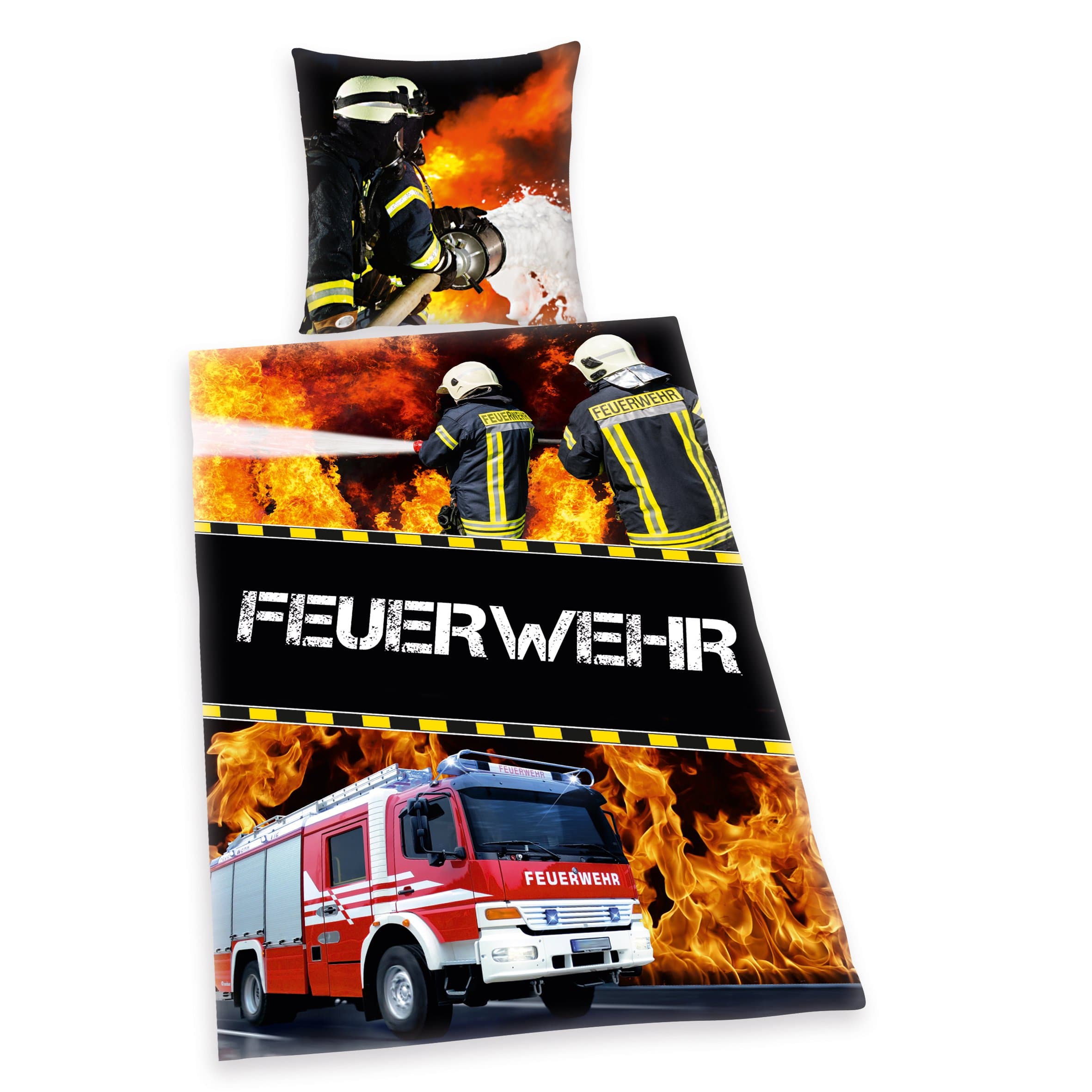 🚒 Herding Young Collection Bettwäsche-Set Feuerwehr Wendemotiv 135x200cm