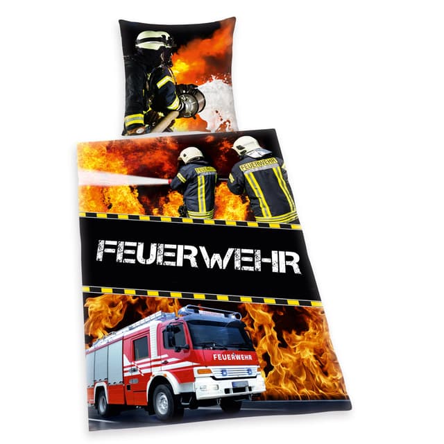 🚒 Herding Young Collection Bettwäsche-Set Feuerwehr Wendemotiv 135x200cm