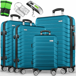 🌟 tillvex® Reisekoffer Set 4-teilig + Gepäckwaage, 8X Koffergurte & 4X Kofferanhänger 🧳