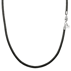 Viwind Lederkette 925 Silber Verschluss Geflochten Kunstleder Halskette 2.5mm breit Damen Herren Kette für Anhänger charm 45-60cm