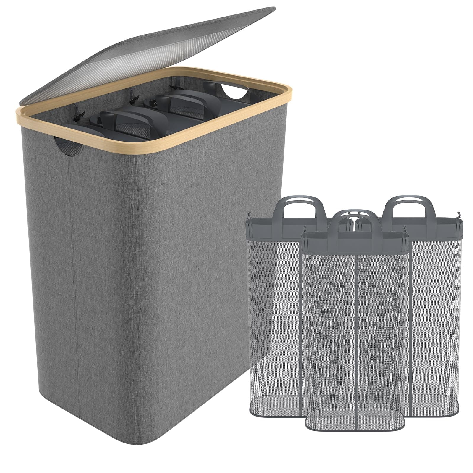 Aufun Wäschekorb140L mit Deckel - Praktischer Wäschesammler 🧺