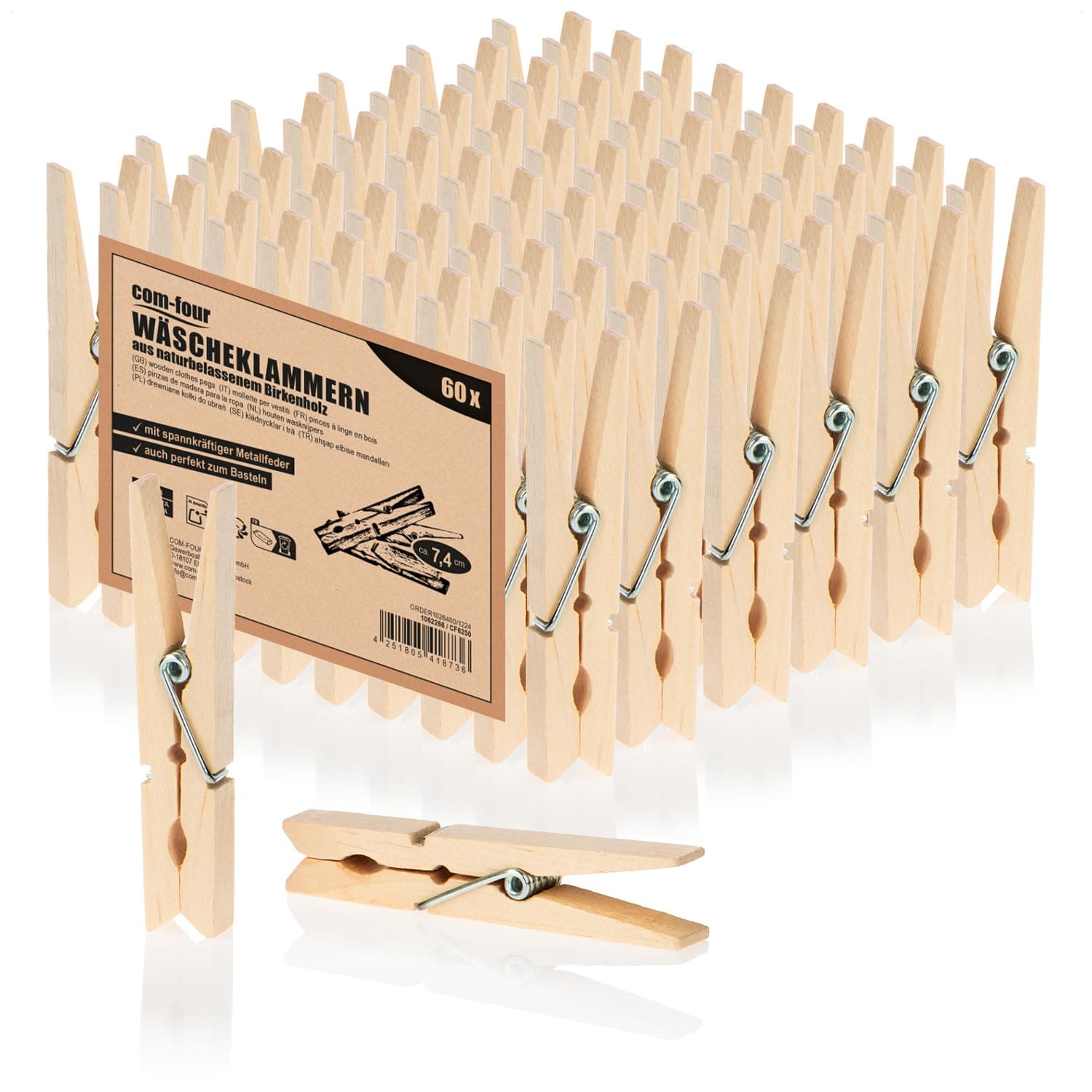 🌿🌞🌲 Super Deal: com-four® 60x Wäscheklammern aus Holz - Nachhaltig und hochwertig!