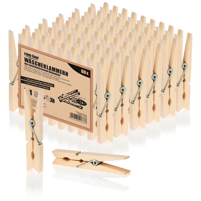 🌿🌞🌲 Super Deal: com-four® 60x Wäscheklammern aus Holz - Nachhaltig und hochwertig!
