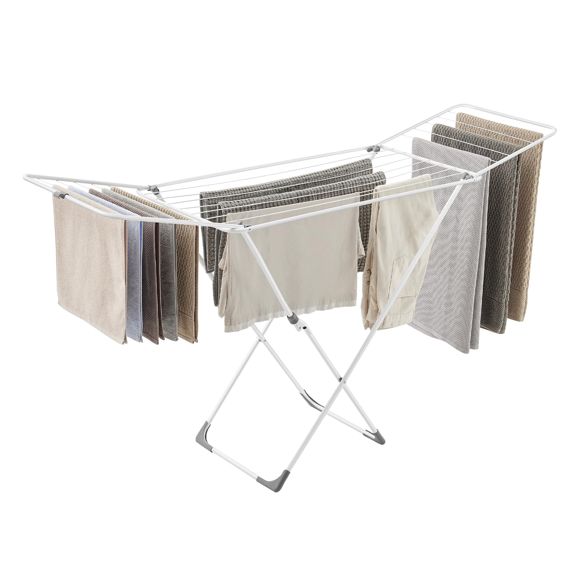 SONGMICS Wäscheständer, Standtrockner klappbar, Flügelwäscheständer, freistehend, für Innen- und Außenbereich, weiß LLR540W01 🌞👕
