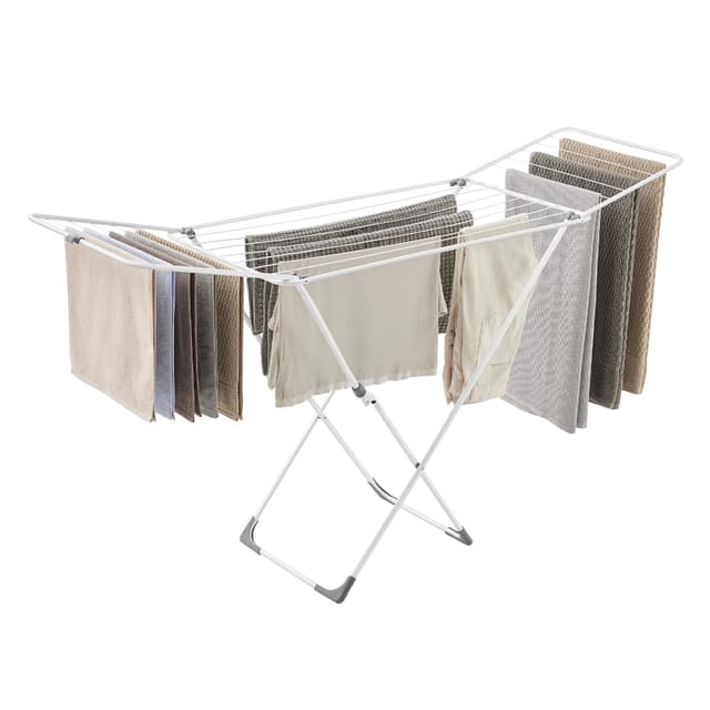 SONGMICS Wäscheständer, Standtrockner klappbar, Flügelwäscheständer, freistehend, für Innen- und Außenbereich, weiß LLR540W01 🌞👕