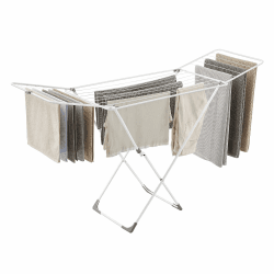 SONGMICS Wäscheständer, Standtrockner klappbar, Flügelwäscheständer, freistehend, für Innen- und Außenbereich, weiß LLR540W01 🌞👕