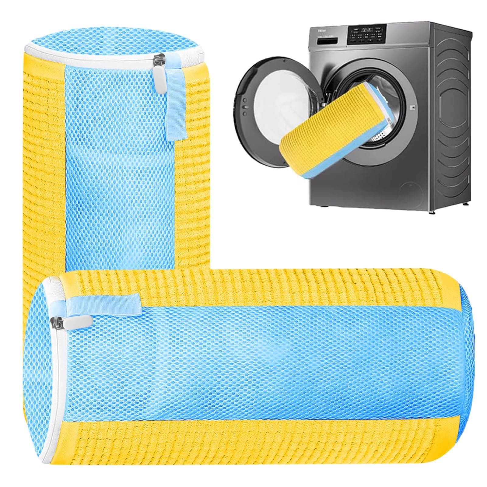 HUPIRCT 2pcs Schuhwaschbeutel 🌟 XL neues Modell Gelb - Reinigungskraft und Schutz in einem!