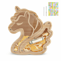🦄 Wooshwa Spardose Kinder - Personalisiertes Sparziel für Mädchen und Jungen