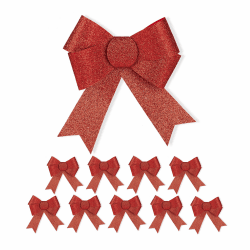 🎀 10er Set Glitzernde Dekoschleifen in Rot - Ideal für Geburtstag und Weihnachten 🎁