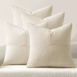 MIULEE 4er Set Kordsamt Kissenbezug Patchwork Kissenhülle 😍 40x40 cm Beige