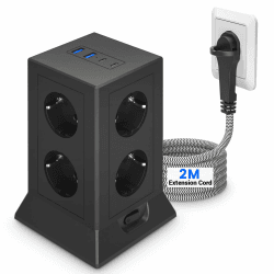 8 Fach Mehrfachsteckdose mit 4 USB C Steckdosenadapter, Steckdosenleiste Überspannungsschutz 🌟