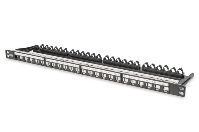 🔌 DIGITUS Patchpanel - Modular - Für Keystone-Module - 19-Zoll - 24-Port - Geschirmt - Rack-Montage 0,5HE - Schwarz
