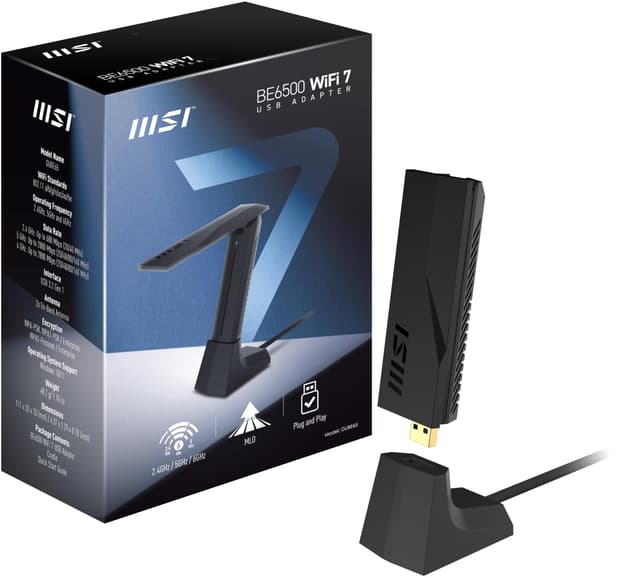 🚀 Super Deal! MSI BE6500 WiFi 7 USB Adapter - WLAN bis zu 2880 Mbit/s