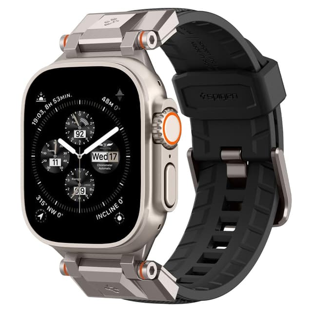 Spigen Dura Pro Armor Armband für Apple Watch Ultra 2/1, Serie 10, 9/8/7/6/5/4/SE - Fabric Schwarz 🌟