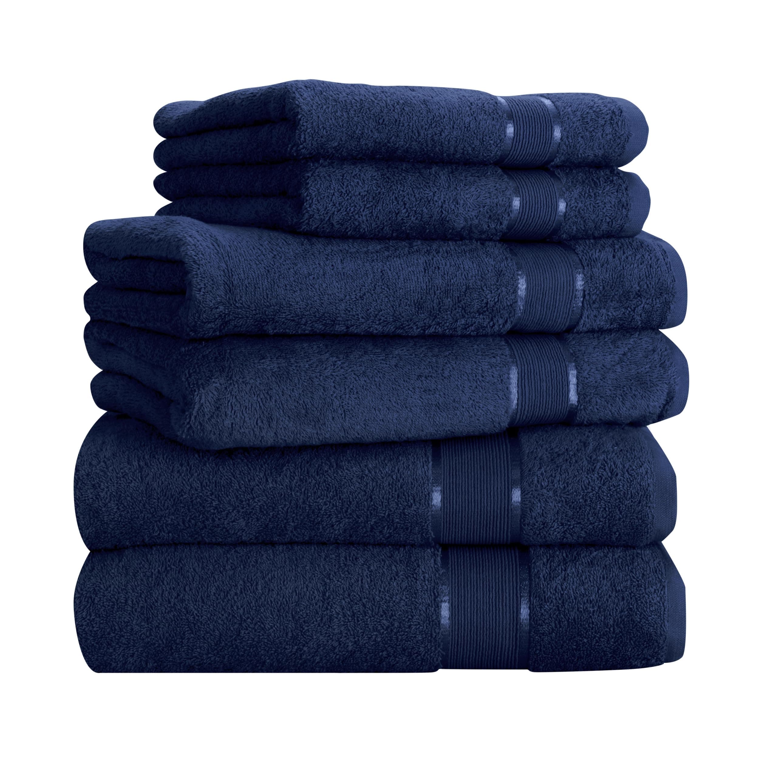 🛁 Mixibaby Handtuch 6er Set 2X Duschtuch 2X Handtuch 2X Gästetuch 100% Baumwolle Frottee, Farbe:Dunkelblau 🌟