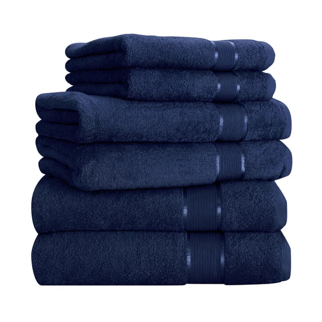 🛁 Mixibaby Handtuch 6er Set 2X Duschtuch 2X Handtuch 2X Gästetuch 100% Baumwolle Frottee, Farbe:Dunkelblau 🌟