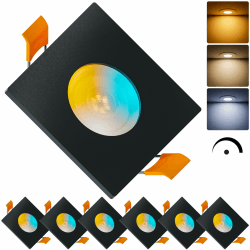 🌟 Super Deal! MATO 6x LED Einbaustrahler Eckig 230V Dimmbar 5W - Flache Spots 68mm Lochmaß