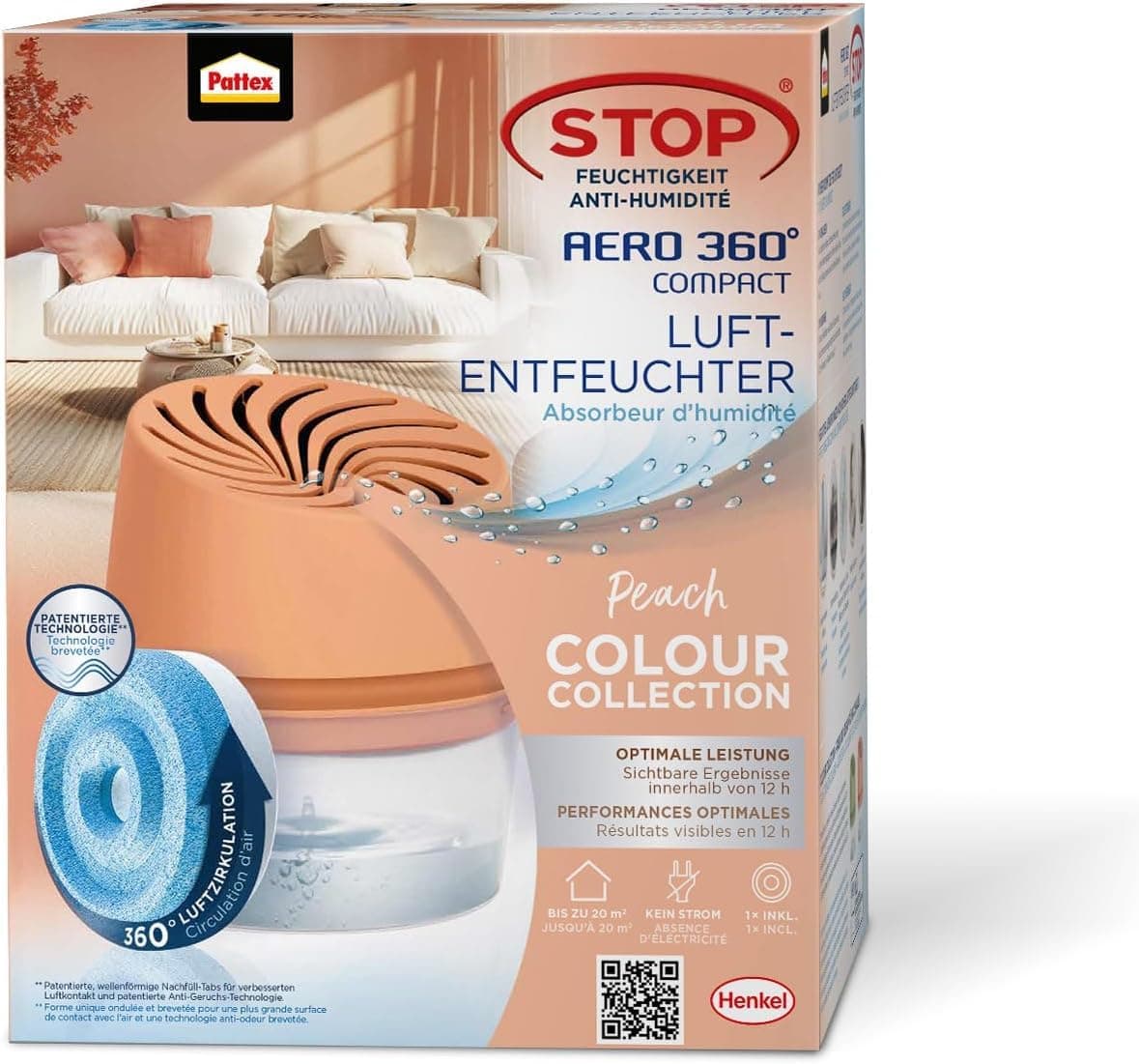 Angebot: Pattex AERO 360° Kompakt Luftentfeuchter Pfirsichfarbene Colour Collection 🍑