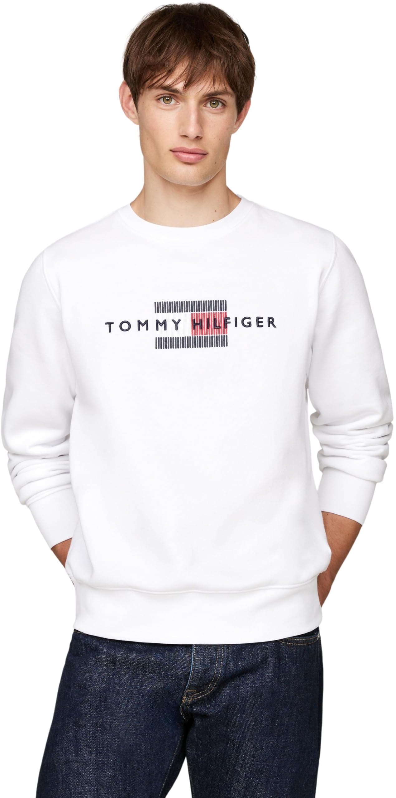 Tommy Hilfiger Herren Pullover Sweatshirt 3XL Große Größen Weiß (White) 🌟👕